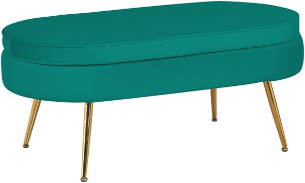 Sitzpouf Oval Samt Grün 99 x 44 x 40 cm Bild 2