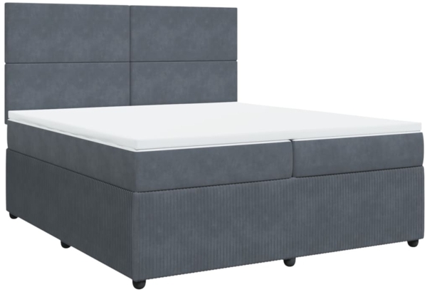 vidaXL Boxspringbett mit Matratze Dunkelgrau 200x200 cm Samt 3292425