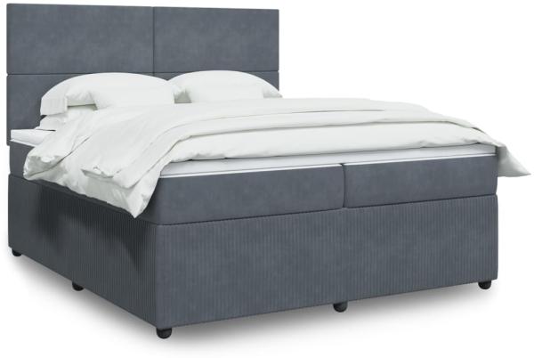 vidaXL Boxspringbett mit Matratze Dunkelgrau 200x200 cm Samt 3292425