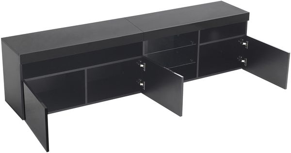 Merax Schwarz moderner TV-Schrank, helles Panel, variable LED-Beleuchtung, Wohn- und Esszimmer 180cm Bild 9