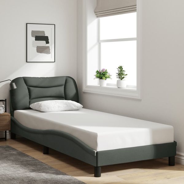 vidaXL Bettgestell ohne Matratze "Hvar" Dunkelgrau 80x200 cm Stoff 3207731