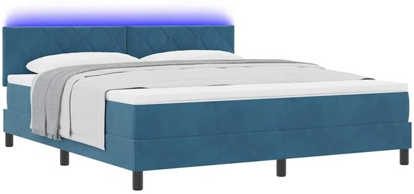 vidaXL LED Boxspringbett mit Kopfteil Dunkelblau 180 x 200 cm Samt 3342738 Bild 3