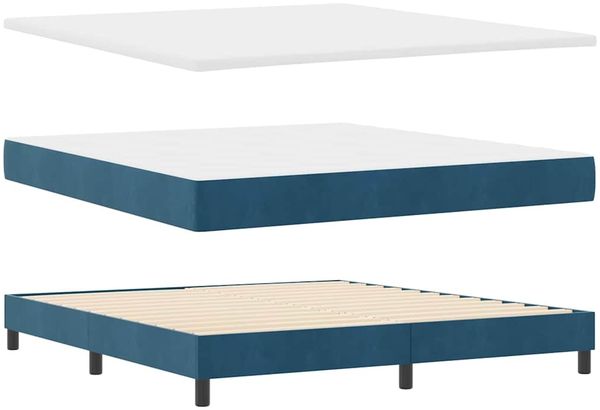 vidaXL LED Boxspringbett mit Kopfteil Dunkelblau 180 x 200 cm Samt 3342738 Bild 6