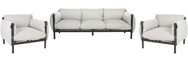 Beliani 'ESPERIA' 3-Sitzer Sofa mit Sesseln, Metall grau