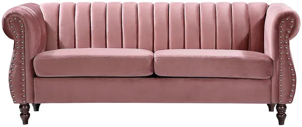 Vente-unique - TRUMBO Sofa SamtStoff Puderrosa - B 78 cm x H 77 cm x L 195 cm