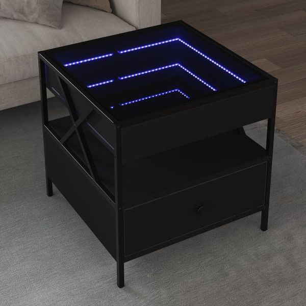 vidaXL Couchtisch mit Infinity-LED Schwarz 50x50x51 cm 847712