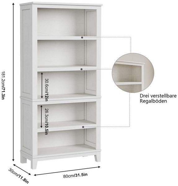 GarveeMore Bücherregal 5-stöckiges Bücherregal aus Holz