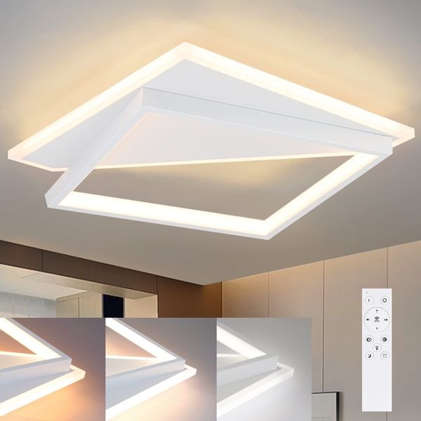 ZMH Deckenlampe moderne Deckenleuchte LED- 40W lampen wohnzimmer Schlafzimmerlampe dimmbar mit Fernbedienung Weiß Wohnzimmerlampe Design Küchenlampe Deckenbeleuchtung für Küche Flur
