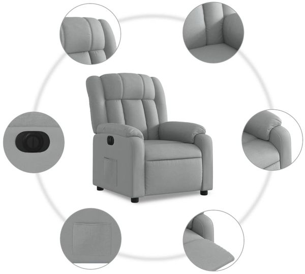 vidaXL Relaxsessel Elektrisch Hellgrau Stoff 3205292 Bild 8