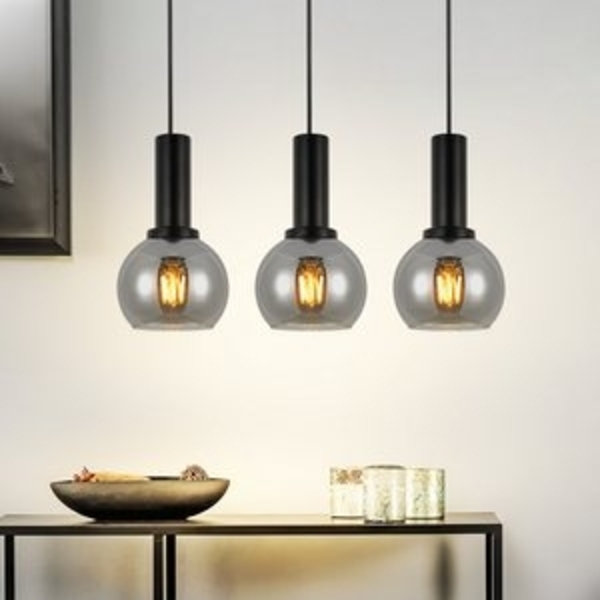 Nettlife Pendelleuchte Vintage Esstisch Glas Schwarz Industrial E27 Wohnzimmer, Höhenverstellbar, LED wechselbar, Esstischlampe für Wohnzimmer Küche Bild 6