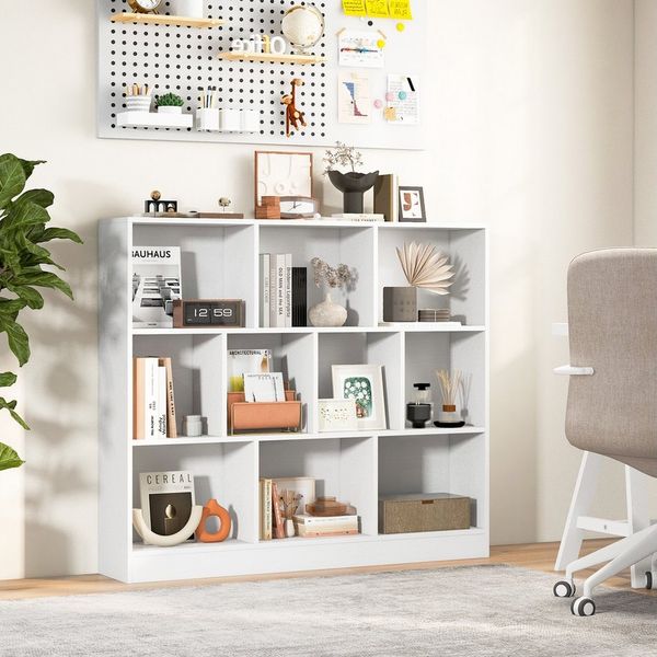 COSTWAY Bücherregal, Ebenen, mit 10 Fächern, bis 70kg, 120x24x104cm