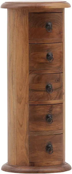 Rundkommode Rundschrank massivum Merlow Akazie Massivholz braun 32x76x32 cm mit Schubladen schmale Kommode Flurkommode Landhausstil