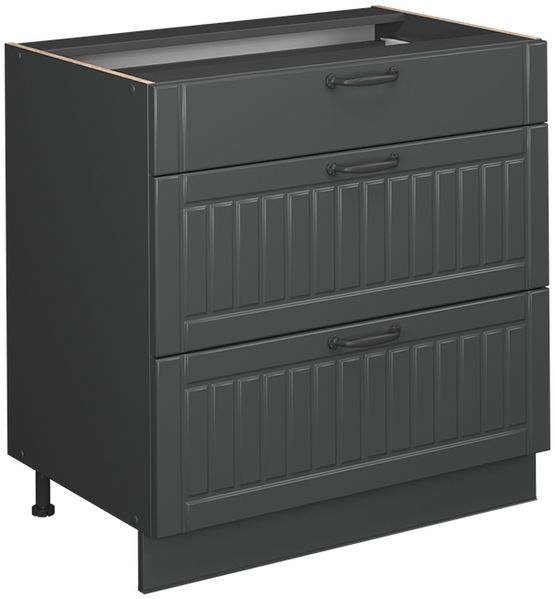 Küchenunterschrank Fame-Line Dunkelgrau 80 cm mit 3 Schubladen, AP Anthrazit Vicco