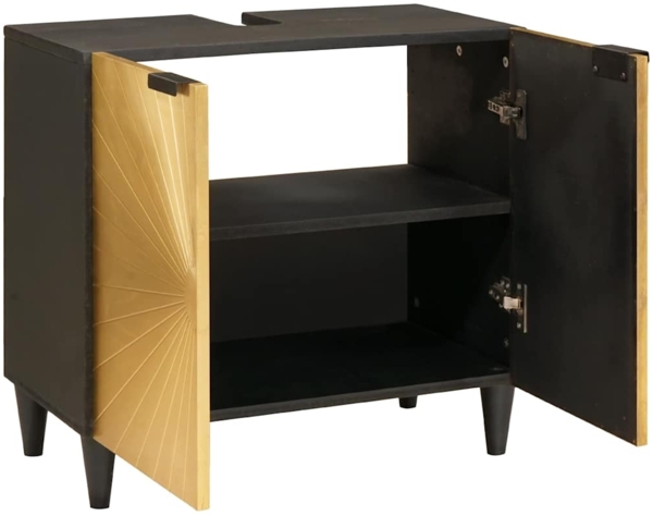 vidaXL Waschbeckenunterschrank Schwarz und Gold 62 x 33 x 58 cm 4017847