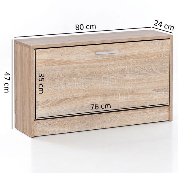 Kadima Design Holz Schuhkipper Bank: Kippfächer, verstellbarer Einlegeboden, Melaminharzbeschichtung. Beige, 80x24x47 cm Bild 4