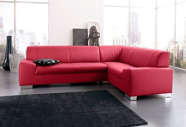 DOMO collection Ecksofa Alisson, zeitlose Optik, flache Armlehnen, L-Form, fester Sitzkomfort, wahlweise mit Bettfunktion