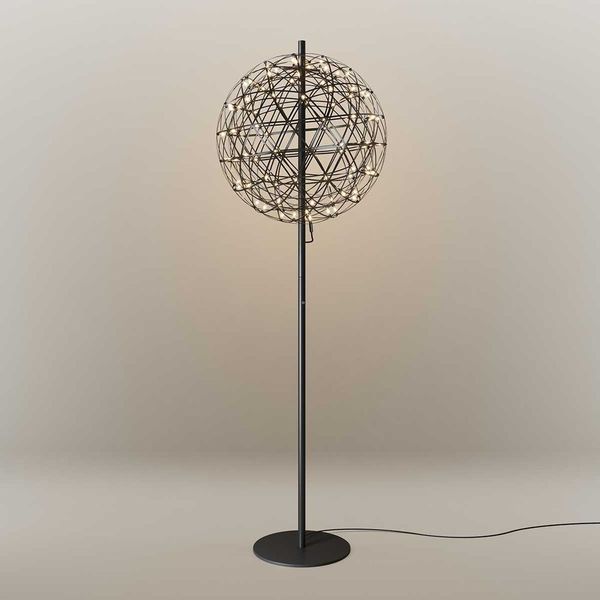 s.luce Atom LED-Stehleuchte aus Metall mit Touchdimmer Schwarzchrom, Schwarz Ø 70cm