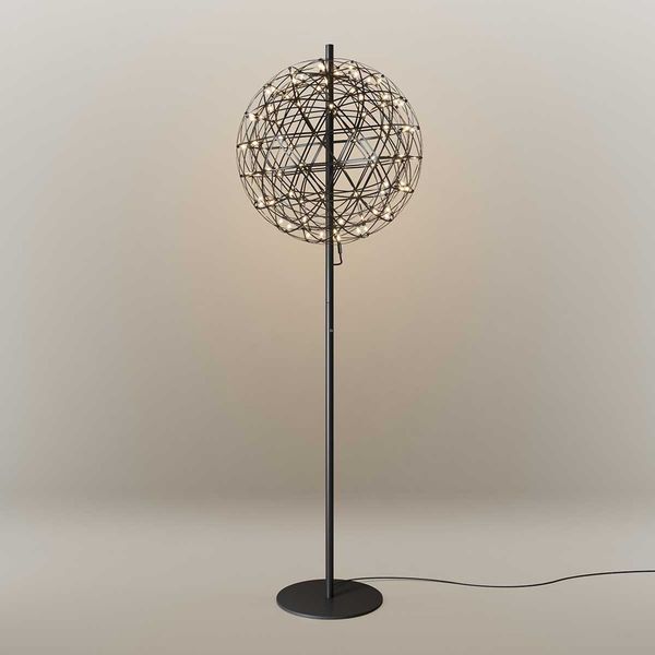 s.luce Atom LED-Stehleuchte aus Metall mit Touchdimmer Schwarzchrom, Schwarz Ø 70cm