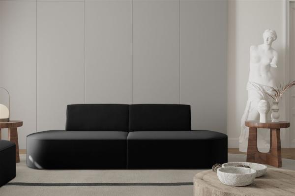 Sofa Designersofa 2-Sitzer MILOT in Stoff Opera Velvet Schwarz