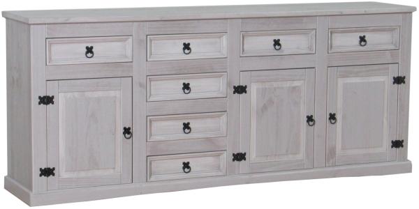 Sideboard New Mexiko Kiefer massiv grau Mexico Schubladen Kommode Schrank