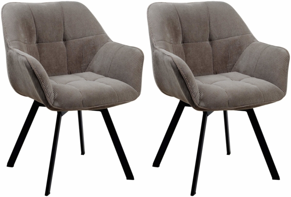 CLP 2er Set Esszimmerstuhl Jordi Cord,braun