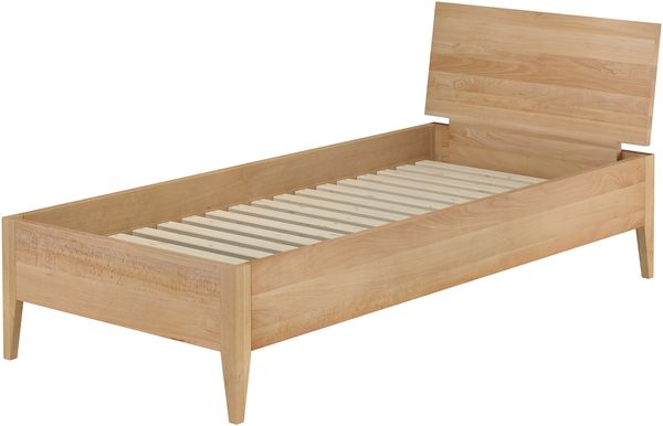 Metallfreies Einzelbett aus Buchenholz konische Füße 90x200 mit wählbaren Zubehör V-60.94-09Rollrost inkl.