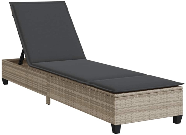 vidaXL Sonnenliege mit Auflagen Hellgrau 55x200x25,5cm Poly Rattan 4104098