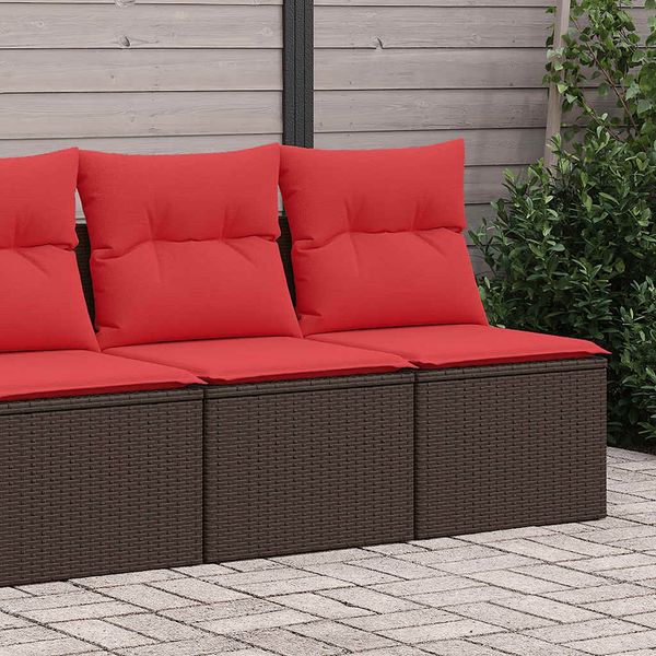 vidaXL 2-tlg. Garten-Sofagarnitur mit Kissen Braun Poly Rattan Akazie 3325250