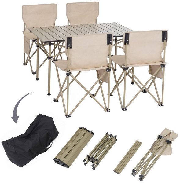 MCW Sitzgruppe MCW-Q39, (5-tlg), Integrierte Seitentasche am Stuhl