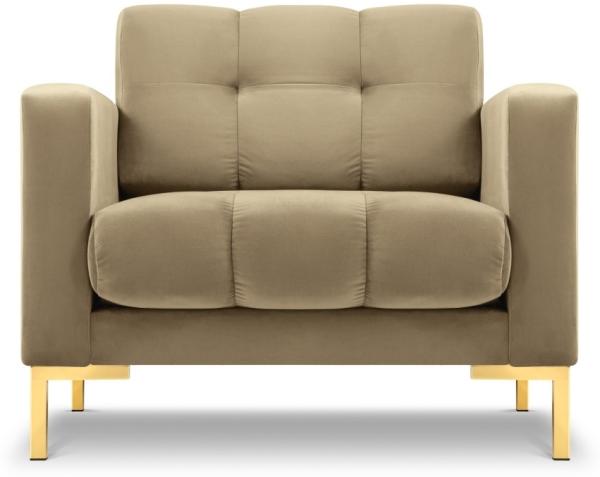Micadoni Samtstoff Sessel Mamaia | Bezug Beige | Beinfarbe Gold Metal