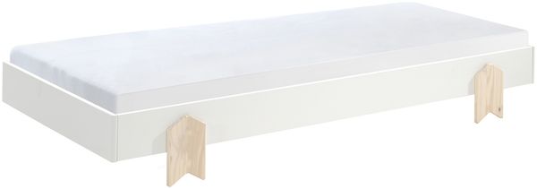 Stapelbett >Moldulo< 90x200cm, inkl. Lattenrost, Weiß lackiert - 203,6x27,5x93,8cm (BxHxT)