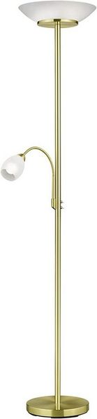 lightling Deckenfluter Klaus, Lichtquellen getrennt schaltbar, ohne Leuchtmittel, mit flexibler Leselampe, 180 cm hoch, messing, Leuchtmittel tauschbar