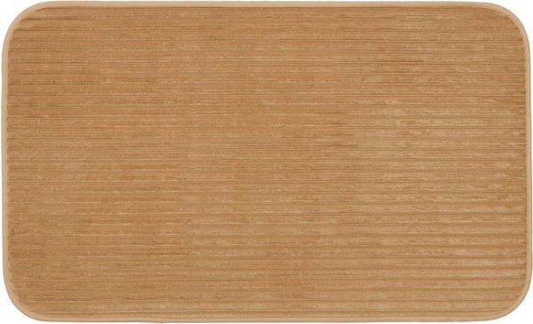 Gözze Badematte Berlin, Höhe 7 mm, rutschhemmend beschichtet, fußbodenheizungsgeeignet, Polyester, rechteckig, Badteppich, Uni Farben, Cord Optik, waschbar