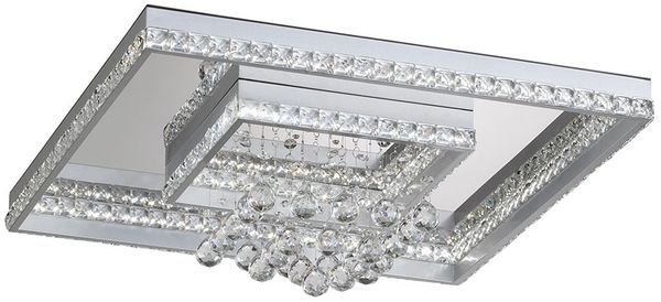 LED Deckenleuchte, Kristalle, chrom, dimmbar, CCT, L 56,5 cm