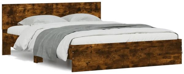 Doppelbett, Bettgestell Modernen mit Kopfteil Räuchereiche 150x200 cm d1061e