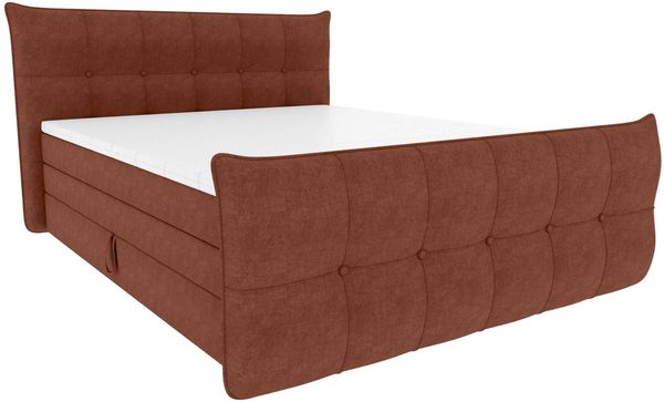 Boxspringbett Marbella - Jacquard - rostfarben - 180x200 cm