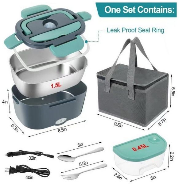 FELIXLEO Lunchbox Elektrischer LunchboxLebensmittelwärmer 3-in-1 tragbare auslaufsichere