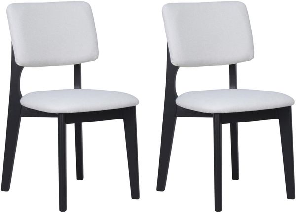 byLIVING Esszimmerstuhl 2er Set ELSA/Webstoff beige/Gestell Massivholz schwarz/B 48, H 87, T 54 cm