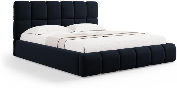 Micadoni Stauraumbett mit Kopfteil Bellis Samtstoff Bluvel Dunkelblau 160x200