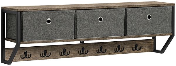 SoBuy FHK26-N Wandgarderobe, MDF, PVC-Furnier, Dunkelgrau, 100 x 30 x 31 cm