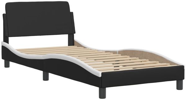 vidaXL Bett mit Matratze "Dover" Schwarz und Weiß 90x200 cm Kunstleder 3208342 Bild 4