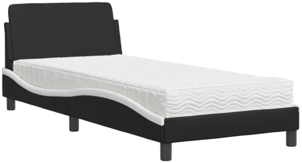 vidaXL Bett mit Matratze "Dover" Schwarz und Weiß 90x200 cm Kunstleder 3208342