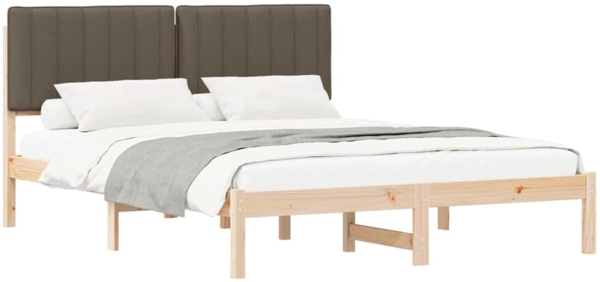 vidaXL Bettgestell mit gepolstertem Kopfteil Taupe 150 x 200 cm 878042