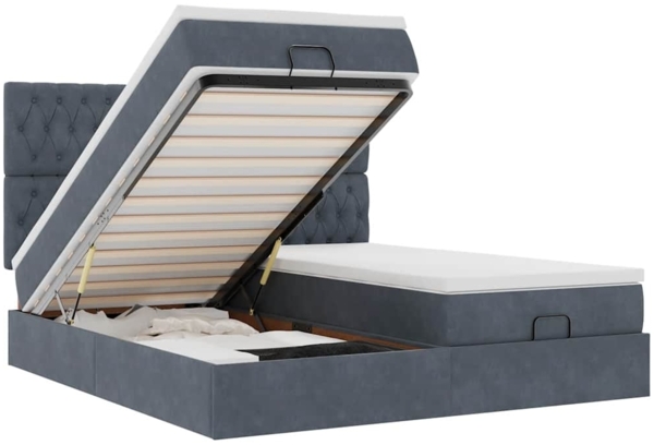 vidaXL Ottoman-Bett mit Matratzen & LEDs Dunkelgrau 180x200 cm Samt 3314640