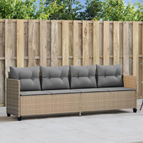 vidaXL Sonnenliege mit Kissen Beige Poly Rattan 368329