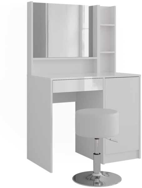 Schminktisch Sherry Weiß/Weiß Hochglanz 89.8 cm 4 Teile Vicco