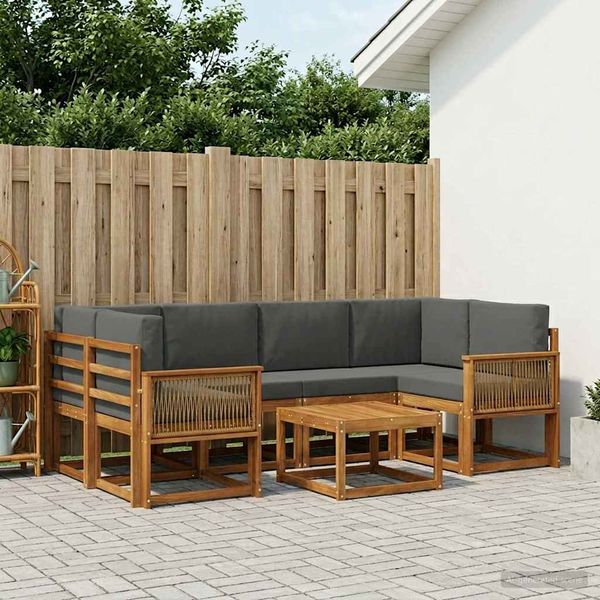 vidaXL Outdoor-Sofagarnitur 7 pcs Natur und Anthrazit Polyester 3385038