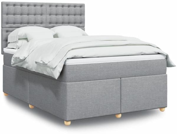 vidaXL Boxspringbett mit Matratze Hellgrau 140x190 cm Stoff 3293589