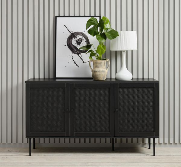 Sideboard >PENSACOLA< (B/H/T: 140x80x40 cm) in schwarz - 140x80x40 (BxHxT)