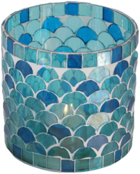 Orientalisches Mosaik Windlicht Athen Hellblau M